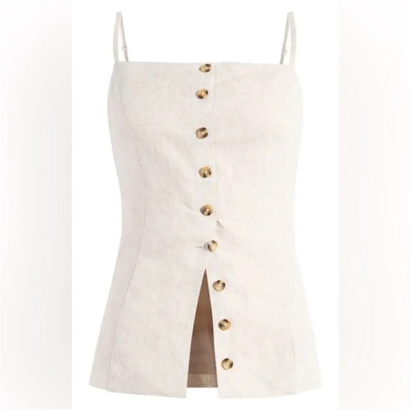 Reformation Antonia Linen Top in Oatmeal Size 10 - Picture 1 of 6